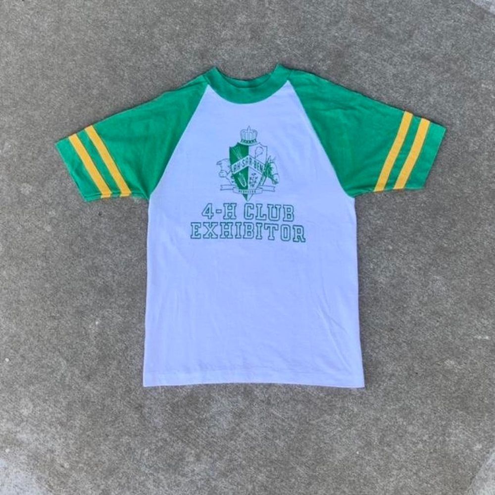 70s Vintage Single Stitch Aksarben Nebraska Striped Ringer Raglan Shirt Medium